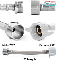 Load image into Gallery viewer, Axiomdeals 16" Hose Length 7/8" Male to 7/8" Female - Toilet Supply Hose Extension - Bidet Extension