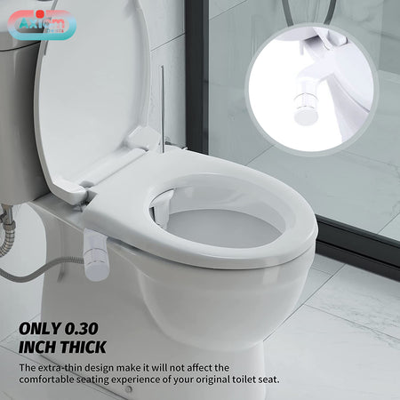 Axiomdeals AT5 Toilet Bidet Attachment: Fresh Water Jet Spray with Dual Retract Nozzles and 2 Modes