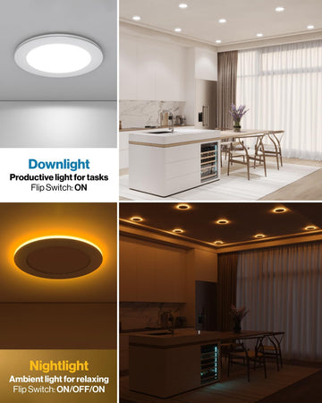 Axiomdeals 4" 4 inch 5CCT Slim Recessed LED Pot Lights + NIGHT LIGHT