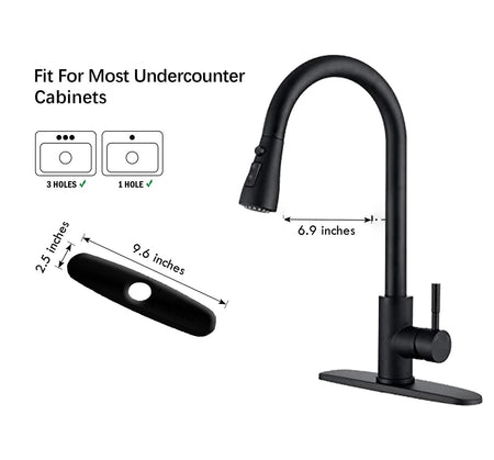 Axiomdeals Stainless Steel Kitchen Sink Faucet | Black