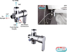 Load image into Gallery viewer, Axiomdeals Bundle (Hot &amp; Cold Spray Bidet Complete Shattaf) + (16&quot; Flexible Extension Pipe for Toilets with hard access to back side) Muslim Shower - Stainless Steel, Explosion-Proof Leak-proof Hose, Easy Install, - WALL OR TOILET MOUNT Option, Silver
