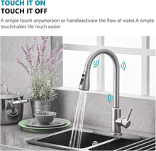 Load image into Gallery viewer, Axiomdeals Touch Sensor Kitchen Faucet with Pull Down Sprayer | Stainless Steel Brushed Nickel
