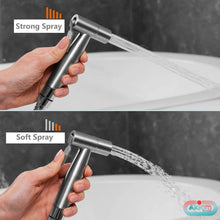 Load image into Gallery viewer, Axiomdeals AH4 Hot &amp; Cold Handheld Jet Sprays (AH4 Jet + Portable Travel Bidet | Bundle | Muslim Shower - Stainless Steel, Explosion-Proof Leak-Proof Hose, Easy Install Wall OR Toilet Mount
