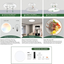 Charger l&#39;image dans la galerie, Axiomdeals 12&quot; LED 5CCT Ceiling Light Flush Mount  with Colorful Night Light,22W+8W Dimmable
