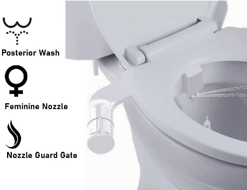 Axiomdeals AT5 Toilet Bidet Attachment: Fresh Water Jet Spray with Dual Retract Nozzles and 2 Modes