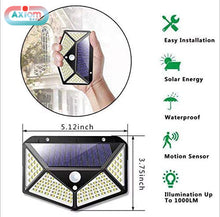 Charger l&#39;image dans la galerie, Axiomdeals 100 LEDs Motion Sensing Solar-Powered LED Outdoor Lights (Bright White)
