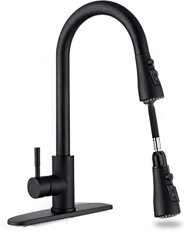 Axiomdeals Premium High Arc Kitchen Faucet | Single Handle 360 Degree Kitchen Sink Faucet | (Black)