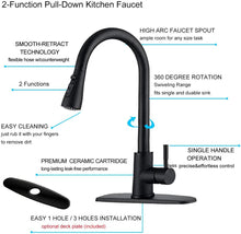 Load image into Gallery viewer, Axiomdeals Premium High Arc Kitchen Faucet | Single Handle 360 Degree Kitchen Sink Faucet | (Black)
