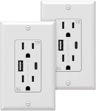 Charger l&#39;image dans la galerie, (Pack of 2) Axiomdeals (Type A USB + Type C) Wall Charger Duplex Electrical Receptacle Outlets
