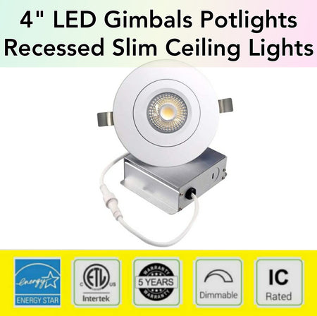 Axiomdeals 4" Slim Panel 9W 750Lumens Recessed Ceiling GIMBAL LED Potlights